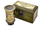 Handcrafted Vintage Brass Spyglass Telescope with Wooden Box – Victorian Marine Style Collapsible Pirate Scope | Nautical Decor, Collectible Gift for Men, Explorer & Maritime Enthusiasts