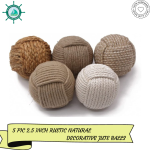 5pcs 2.5 Inch, Rustic Nautical Decorative Spherical Natural Jute Rope, Cotton Ball, Vase &amp; Tray Bowl Filler, Home Tabletop Décor, Wedding and Party Display Props, Housewarming Gift