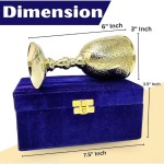 Exquisite 6 Gold-Plated Decorative Goblet with Ornate Detailing and Deluxe Blue Velvet Box - Ideal for Gifting, Home Décor, and Ceremonial Use, Medium, Golden, Gobelt-420