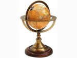 Antique Brass Armillary Sphere Globe | Vintage Nautical Astrolabe Celestial Globe with Wooden Base | Zodiac Engraved Rotating Globe for Home Office Décor | Maritime Collectible Showpiece