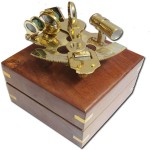 4 Inches Captain Brass Sextant with Hardwood Wooden Box Marine Vintage Brass Sextant