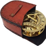 Sundial Compass with Intricate Detailing Comes in an Exquisite Top Grain Leather Case - Premium Sundial Compass
