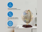 Vintage Decorative World Globe with Wooden Base & Brass Arc | 12-Inch Educational Desk Globe | Rotating Antique Style World Map | Office Study Home Decor Gift for Kids & Adults
