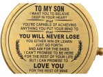 To My Son Brass Compass with Leather Case | Engraved Inspirational Quote Compass Gift from Mom & Dad | Vintage Nautical Compass for Graduation, Birthday, Christmas, or Travel Keepsake