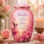 Pink Hummingbird Memorial Cremation Urn with Keepsake – Personalized Adult Urn for Ashes