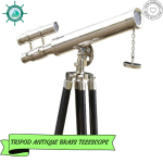 Brass Telescope Floor Standing Tripod Base Nautical Decor 45 inches Brass Telescope