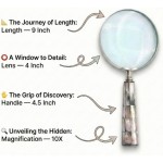  Magnifying Glass with Mother of Pearl Handle, Handheld 10x Magnifying Glass Lens, Antique Magnifier, Reading, Inspection, Coin &amp;amp;amp; Stamp, Astrologer, Low Sight Elderly Collectible Décor Gift 4