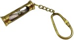 Brass Hourglass Keychain, Antique Finish, Sand Timer, Nautical Style, Carabiner Key Ring