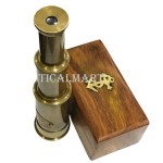 6&quot; Handheld Brass Telescope with Wooden Box - Pirate Navigation Victorian Marine Telescope - Antique Brass