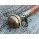 Antiqued Brass Compass Walking Stick- Hidden Solid Brass Working Compass Handle