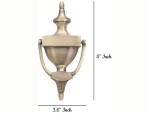 Traditional Victorian Door Knocker – Solid Brass with Satin Finish & Lacquered Protection – Urn Shaped Design – Elegant Antique-Style Hardware for Front Entry Doors