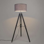 Classic Wood Tripod Floor Lamp Nautical Floor Home Decor Lamp with Shade & Bulb
