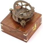  Antique Nautical Vintage Directional Magnetic Sundial Clock Pocket Marine Compass Essential Baptism Gifts with Wooden Case for Loved Ones, Son, Love, Partner, Spouse, Fiancé 4 Inches