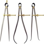 3 Piece Set Toolmakers Rapid Adjust Quick Spring Nut Dividers, Inside ID, Outside OD Calipers, 0-8.5 Inches 215 mm Range, Brass Fulcrum and Fine Adjustment, Flat Leg, C7-8, C8-8, C9-8