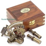 Pocket Sextant, Kelvin Hughes London Nautical Navy Sailors Brass Sextant for Celestial Navigation, Two Extra Sighting Telescope, with a Rose Wooden Box, Galactic Gifting