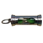  Handmade Brass Nickel Finish Green Sand Key Chain