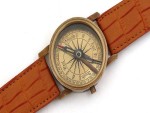 Vintage Brass Wrist Compass with Orange Leather Strap | Handmade Nautical Direction Watch Style Compass for Travel, Hiking, Gifts & Home Decor