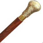 Roorkee Instruments Brass Handle 37 inches Sticks in Natural Wood Elegant Walking Cane