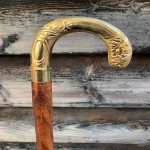 Vintage Nautical Gold Color Derby Handmade Wooden Walking Stick Cane Gift Item