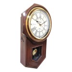 Brass Ring Roman Number Antique Pendulum Wall Clock Wood (brown, 20 inch height, 9 inch dial)