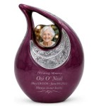 Plum Purple Heart Cremation Urn: Engraved Teardrop Memorial Keepsake Ashes Urn