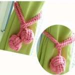 2pcs Cotton Rope Curtain Holdbacks Hand Knitting with Double Ball Braided Drapery Tiebacks - Pink