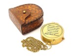 Vintage Brass Pocket Compass with Ralph Waldo Emerson Quote “Do Not Go Where the Path May Lead” – Engraved Inspirational Compass with Chain & Leather Case – Graduation, Travel, Gift for Men & Women