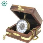 Handmade Antique Pocket Watch with Anchor Wooden Box