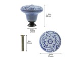 Set of 4 Blue Ceramic Cabinet Knobs – Vintage Round Drawer Pulls with Screws, Handmade Decorative Handles for Kitchen Cabinets, Cupboards, Dressers & Closets – Boho Home Décor