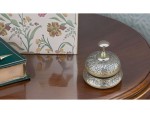 Solid Brass Victorian Service Desk Bell – Vintage Embossed Table Call Bell for Hotel, Office, Reception, Restaurant, and Home Décor – Antique Brass Finish, Loud & Clear Ringing