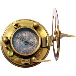 Solid Brass Sundial Compass with Box Vintage Gift, Sundial Clock, Sun dial in Box Gift Sun Clock Ship Replica, Birthday Gift, Magnetic Sundial Clock with Leather Box.