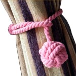 2pcs Cotton Rope Curtain Holdbacks Hand Knitting with Double Ball Braided Drapery Tiebacks 