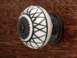 Black Lines Pattern Ceramic Drawer Knobs – Set of 12 Decorative Cabinet Pulls for Dresser, Wardrobe, Cupboard & Doors