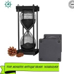 Hourglass Timer 60 Minute, Black Wooden Frame Decorative Sand Timer (Black Sand, Large Size)
