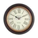 Antique Look Silent Wall Clock. Size 16 Inch Large With Brass Ring