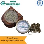Pocket Brass Compass, Nautical Navy Compass for Camping, Travelling, Hiking, Boating, Gift Compass for Wedding, Birthday, Anniversary, Graduation, to Your Sister, with Imprinted Leather Case