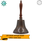 Hand Bell, School Bell, Call Service Bell with Wood Handle - 10 inches tall x 5 inches wide