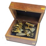 4 Inches Captain Brass Sextant with Hardwood Wooden Box Marine Vintage Brass Sextant