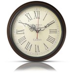  Wooden Wall Clock Antique Style Art Unique Decorative, Brown, 12 inch