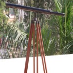 Nautical Floor Standing Brass Harbor Master Telescope 64 Inches - Antique