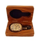 Handmade Antique Brass Pocket Watch with wooden Box