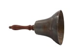 Large & Heavy Solid Brass Hand Bell  Antique Finish Loud Call Bell for School, Wedding, Reception, Christmas & Church – Handmade Polished Brass Bell with Wooden Handle by Roorkee Instruments India