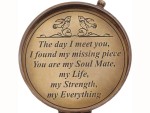 The Day I Met You Compass, Engraved Brass Compass with Leather Case, Soulmate Gift for Husband Wife, Romantic Anniversary Gift, Valentine\'s Day Gift for Him Her, Missing Piece Love Keepsake