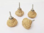 Handmade Jute Rope Knot Drawer Knobs (Set of 4) – 35mm Nautical Cabinet Pull Handles for Wardrobe, Dresser, Kitchen Cupboard – Rustic Coastal Vintage Décor Hardware