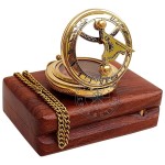 Handmade Push Button Direction Pocket Sundial Brass Compass for Birthday Gift, Baptism Gift, Wedding Gift, Best Man Gift