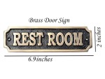 Brass \'\'Rest Room\'\' Sign – Solid Cast Brass Wall Plaque | Vintage Rest Room Door Sign | Handmade Bathroom Decor Plate | Polished Finish | Classic Home, Office, Café, Bar, Restaurant Accessory