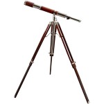 High Magnification Tube Telescope Brown and Nickel Finish Royal Handmade Authentic Design Solid Wood Tripod Antique