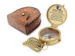 Engraved Brass Compass with Leather Case & Chain – Inspirational Quote “Integrity • Compassion • Responsibility • Forgiveness” – Vintage Nautical Gift for Graduation, Men, Son, Husband, Traveler