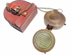 Antique Brass Compass with Wooden Box – “Not All Those Who Wander Are Lost” Engraved by J.R.R. Tolkien | Vintage Nautical Pocket Compass with Chain | Inspirational Gift for Men, Women, Travelers