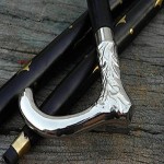 Antique Silver Brass Designer Head Handle Wooden Walking Cane Stick Gift Item